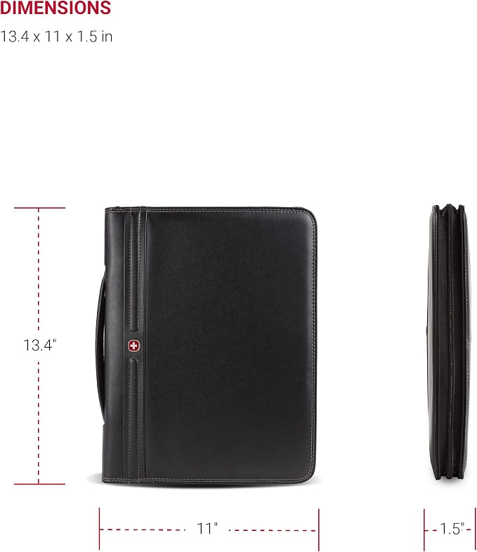 Wenger Concept Zippered Padfolio, Padded Document Organizer, Black - Image 6