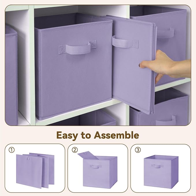 GRANNY SAYS 11 Inch Cube Storage Bins, Lavender Purple, 8-Pack | Collapsible, Cube Organizers with Thickened Base Plate, Sturdy Handles, Decorative Baskets for Shelves, Closet - Image 4