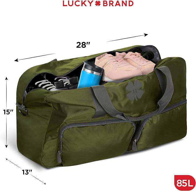 Lucky Brand Large Duffle Bag for Travel, Foldable Weekender Duffel bag | Travel Overnight Duffel bag, Adjustable Shoulder Strap, Front Zip Pockets, Spacious Capacity, Unisex Lightweight Travel Bag - Image 2