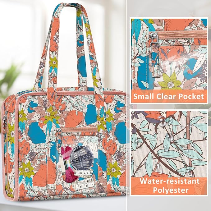 FINPAC Sewing and Craft Supplies Storage Tote Bag with Clear Pockets | Large Art Organizer Caddy Travel Packing Shoulder Bag for Knitting, Sewing Accessories - Image 5
