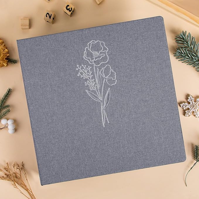 Lanpn 10x10 inch Scrapbook Photo Album, Linen Cover Archival Acid Free Top Load 3 Ring Folder Binder Photo Book 10 x 10 with 30 Plastic Sleeves 60 Pages (Grey) - Image 6