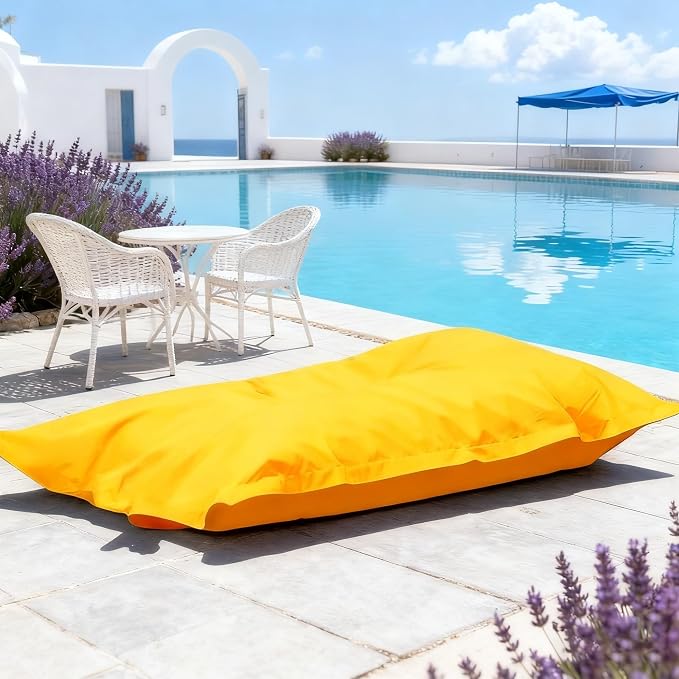 SXBCyan Waterproof Bean Bag Cover for Adults (No Filler) Soft Sofa Bed Oxford Lounge Chair Giant Beanbag Floor Seating Outdoor Stripes Pouf Couch for Poolside Beach Garden(Yellow) by SXBCyan