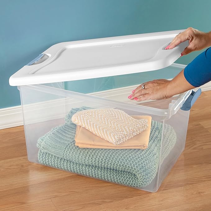 Sterilite Latching Box with Lids for Home and Office, 64 Quart, 16-Pack | Heavy-Duty and Stackable Plastic Containers with Latches for Closet, Cabinet, Bedroom, Bathroom and Dorm Room Organization - Image 5
