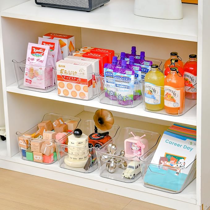 12 Pack Clear Plastic Storage Bins, Pantry Organizers and Storage, Clear Pantry Organizer Bins, Plastic Containers with Handle for Kitchen,Freezer,Cabinet,Closet,Bathroom Under Sink Storage - Image 2