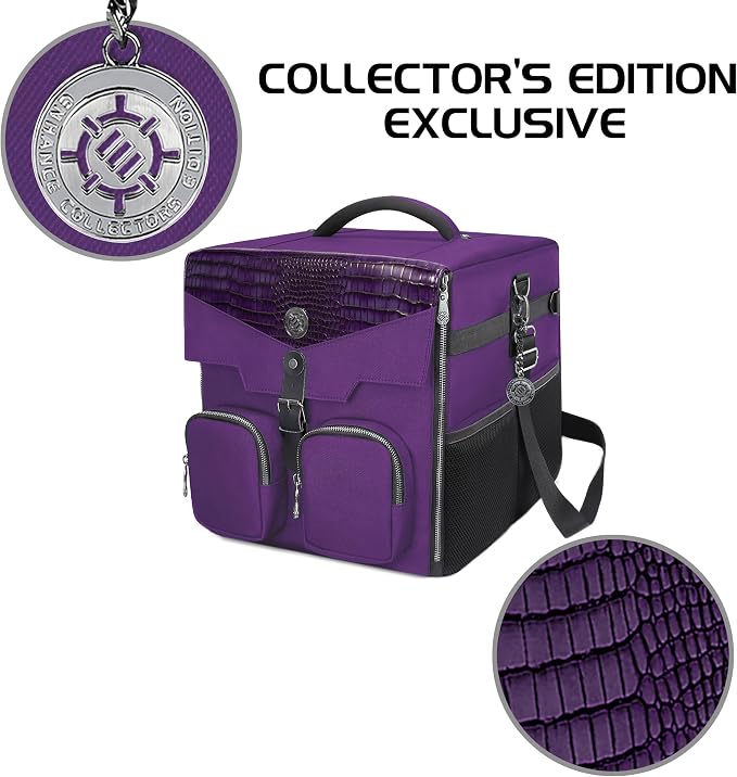 ENHANCE Board Game Shoulder Bag - Collector's Edition Board Game Storage with Shoulder Strap and Accessories Pockets for Dice, Cards, More - Reinforced Carrier Protects Tabletop Games (Dragon Purple) - Image 9