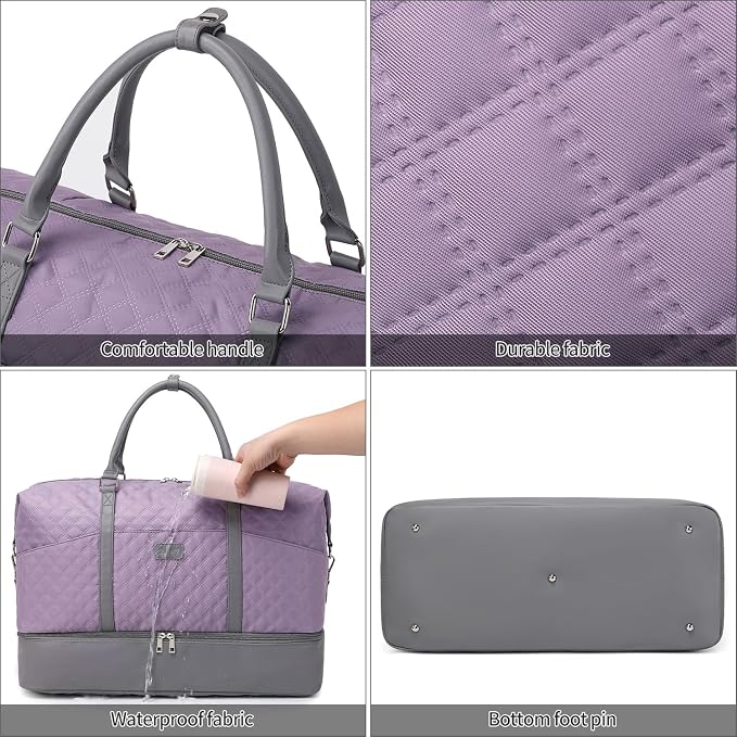 Weekender Bag, Large Travel Duffel Bag for Women, Carry on Overnight Bag with Shoe Compartment and Toiletry Bags - Image 7