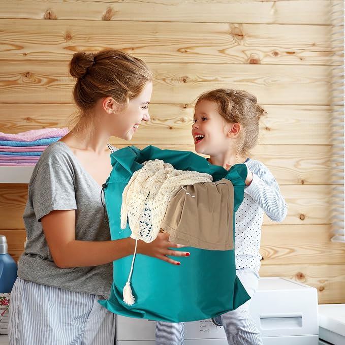 Woanger 12 Pack 28 x 45 Inch Extra Large Laundry Bags Bulk, Cute Colors | Washable Polyester, Drawstring Closure, For Clothes and Bedding, Foldable for College Dorms, Hotels, Camping and Travel - Image 8