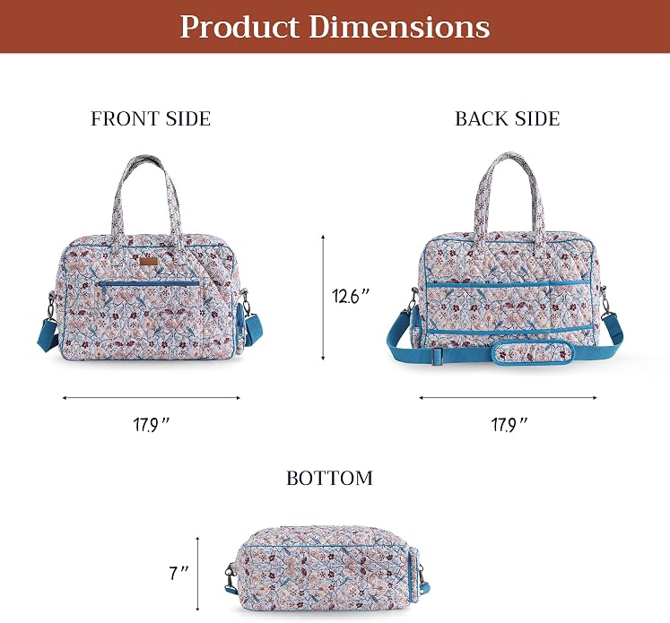 Maison d' Hermine Weekender Bags for Women Cotton Quilted Duffel Overnight Luggage Weekend Bag for Men Gym Gifts Travel | Overnight Luggage Weekend Bag for Men Gym Sports Gifts Duffle bag Business Travellers Trip Spring Summer - Image 5