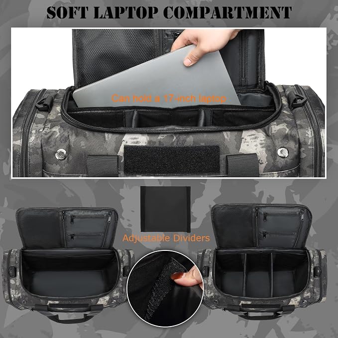 45L Large Duffle Bag for Men & Women - Military Tactical Gym Bag for Travel | Weekender Large Sports Bag with Dividers for Hockey Football Baseball Soccer Basketball & Team Training - Image 4