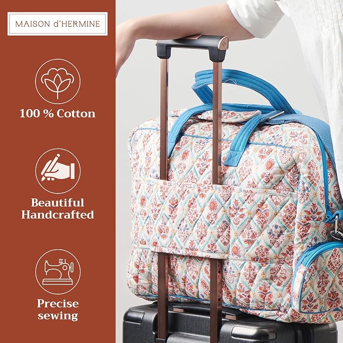 Maison d' Hermine Weekender Bags for Women Cotton Quilted Duffel Overnight Luggage Weekend Bag for Men Gym Gifts Travel | Overnight Luggage Weekend Bag for Men Gym Sports Gifts Duffle bag Business Travellers Trip Spring Summer - Image 4