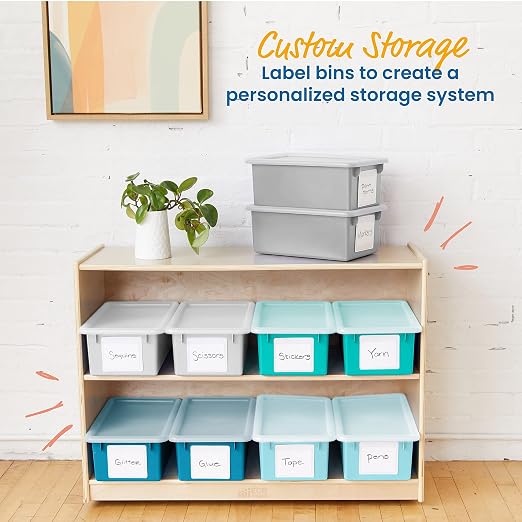 ECR4Kids Cubby Storage Plastic Bin with Lids, Multipurpose Organization, Contemporary, 10-Piece | Durable plastic, GREENGUARD Gold Certified, 7 quart capacity, lightweight & nestable, easy-lift lids, classroom/home use - Image 4