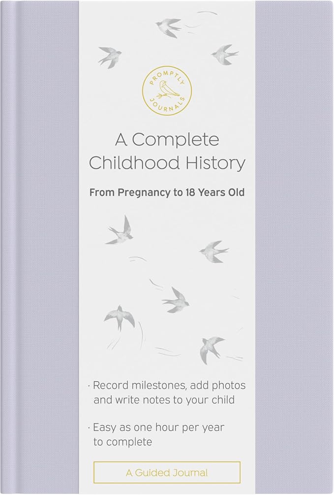 A Complete Childhood History: From Pregnancy to 18 Years Old (Lavender Purple, Linen) | Baby Book and Pregnancy Journal | Baby Memory Book by PromptlyJournals