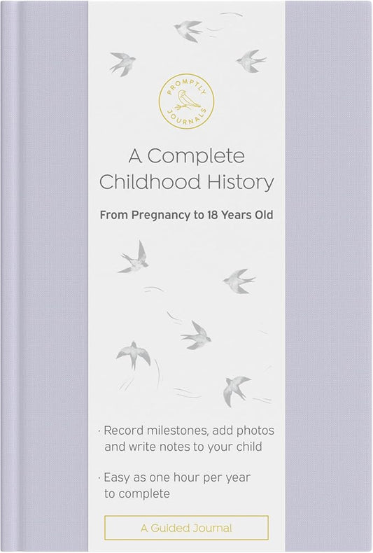 A Complete Childhood History: From Pregnancy to 18 Years Old (Lavender Purple, Linen) | Baby Book and Pregnancy Journal | Baby Memory Book by PromptlyJournals
