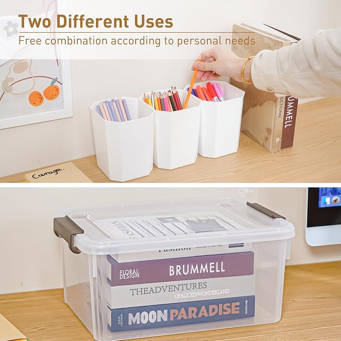 Citylife 17 QT Plastic Storage Bins Clear Storage Box with Lids Multipurpose Stackable Storage Containers for Organizing Tool, Craft, Crayon, 4 Packs - Image 4