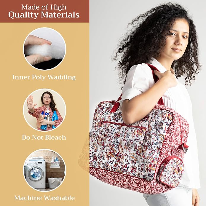 Maison d' Hermine Weekender Bags for Women Cotton Quilted Duffel Overnight Luggage Weekend Bag for Men Gym Gifts Travel | Overnight Luggage Weekend Bag for Men Gym Sports Gifts Duffle bag Business Travellers Trip Spring Summer - Image 2