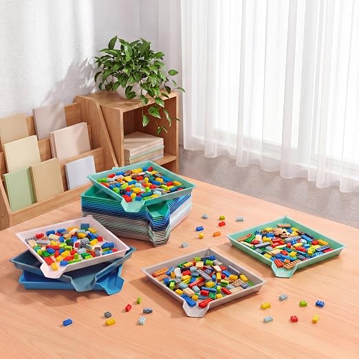 Reallnaive 24 Pcs Plastic Art Sorting Funnel Trays Quick Sorting Activity Serving Tray Stackable Craft Organizer for Classroom Beads Organizing Home Back to School DIY Project (Contemporary Color) - Image 6