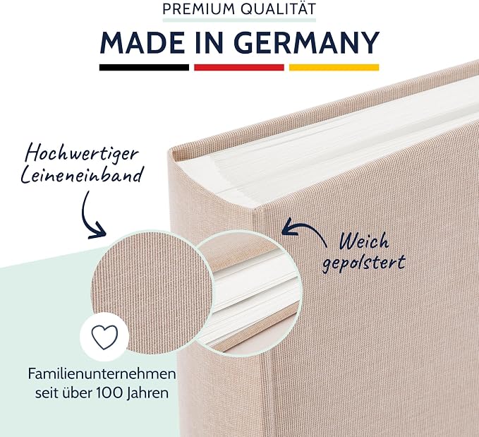 Goldbuch Summertime Trend 2 31605 Photo Album with 100 White Pages with Parchment Dividers, Photo Album with Linen Cover, up to 600 Pictures, Beige, 30 x 31 cm - Image 3