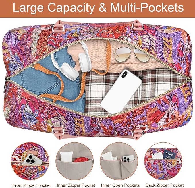 ITIEZY Weekender Bag for Women 21.5" Travel Duffel Large Carry On Bag 3PCS | Nylon Duffel Bag with Waterproof Shoe Compartment, Crossbody Bag and Toiletry Bag, Travel Weekend Hospital Overnight Gym Bag - Image 4