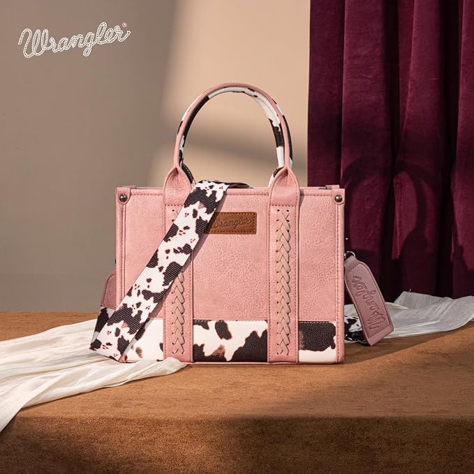 Montana West × Wrangler Tote Bag for Women Western Cow Print Purse Designer Top Handle Handbags - Image 4