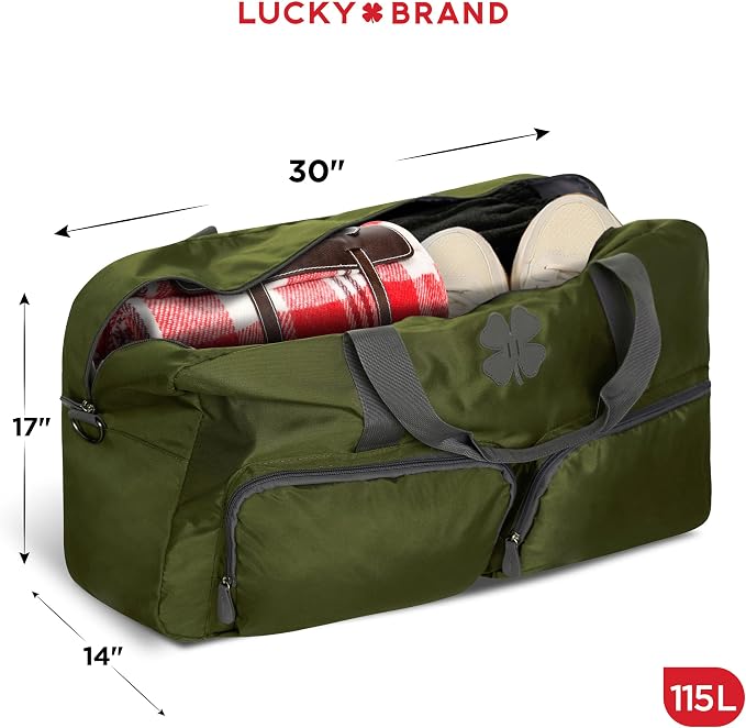 Lucky Brand Large Duffle Bag for Travel, Foldable Weekender Duffel bag | Travel Overnight Duffel bag, Adjustable Shoulder Strap, Front Zip Pockets, Spacious Capacity, Unisex Lightweight Travel Bag - Image 2