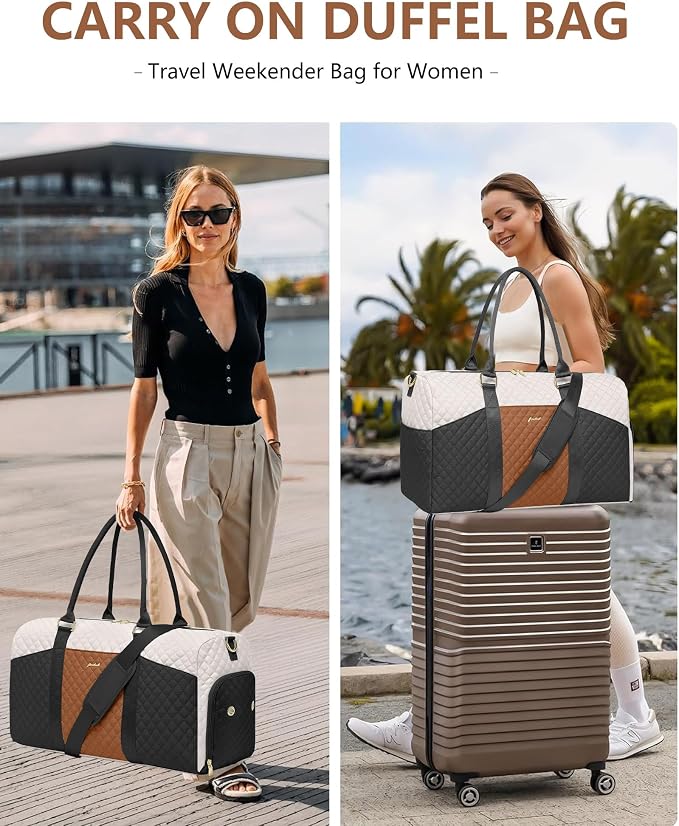 Women Weekender Travel Duffle Bag: Travel Duffel Overnight Bags with Shoe Compartment Large Carry on Tote with Toiletry Bag Weekend Traveling Yoga Gym Hospital Bag for Women with Wet Pocket - Image 8