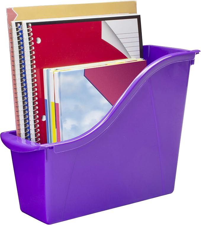 Storex Small Book Bin, Linking Storage Bins, Dry Erase Surface, 11.75" x 8.5" x 4.5", Violet, 6-Pack - Image 10