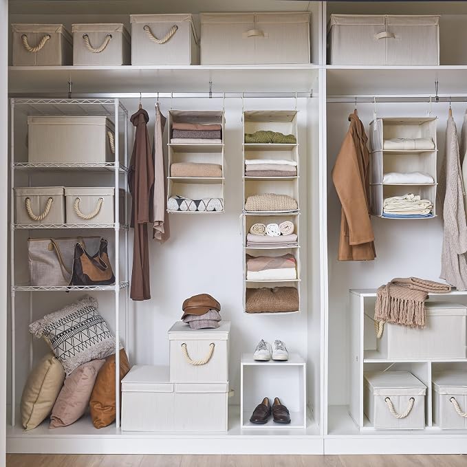 StorageWorks Two 3-Shelf Separable Closet Hanging Shelves with 3-Pack Storage Bins - Image 2