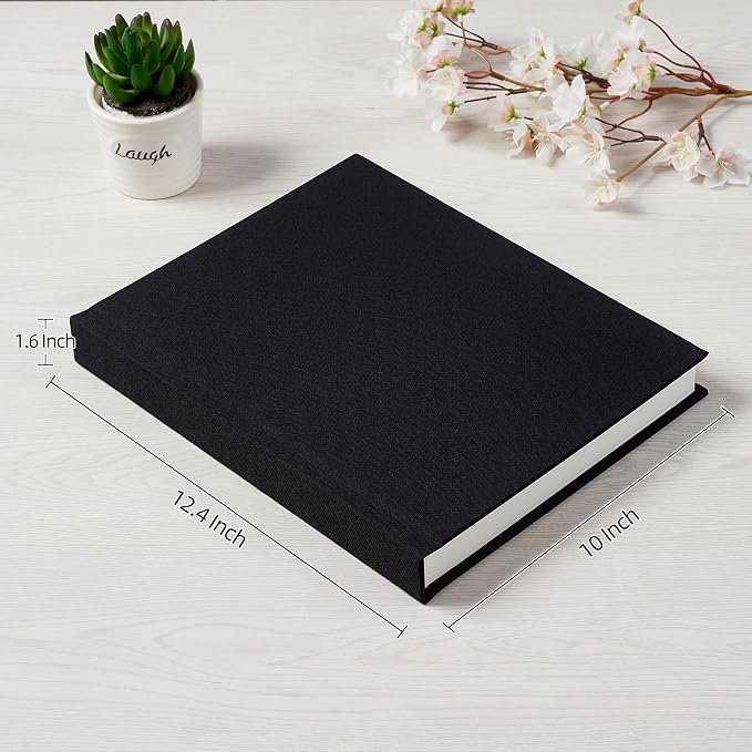 Pssoss 8x10 Photo Album with Writing Space, Linen Cover, 20 Photos, Black | High-GSM writable pages with easy slip-in pockets for weddings, baby photos, family memories, travel, and anniversaries. - Image 2