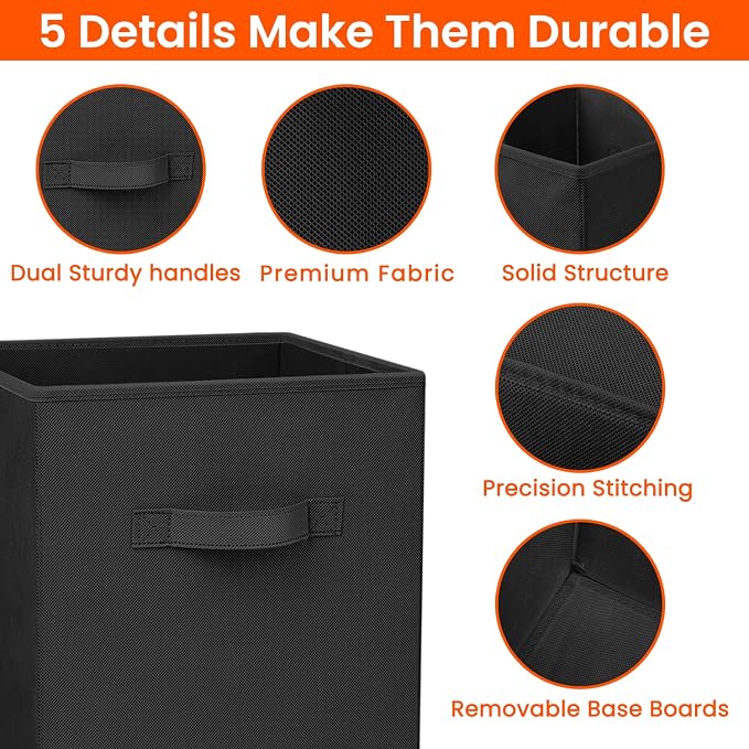 8 Pack 11 inch Fabric Storage Cubes with 3 Pack Sock Underwear Drawer Organizer for Clothing Organization and Storage - Image 3