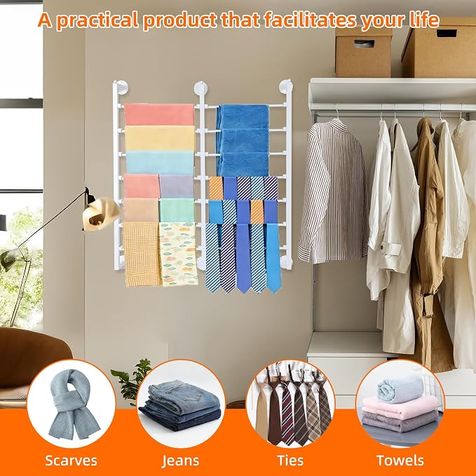 7-Tier Double Row Ribbon Storage Organizer , Wall Mounted Ribbon Organizer | 14 Removable Rods Craft Room Storage Rack. Perfect for Flower Shops, DIY Yarn, Gift Bags & Wrapping Paper Organization - Image 3