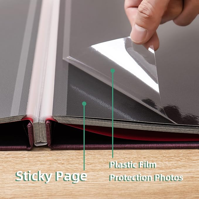 Large Photo Album Self Adhesive for 4x6 8x10 Magnetic Scrapbook Album DIY 60 Black Sticky Pages Linen Cover Photo Album(Purple) - Image 5