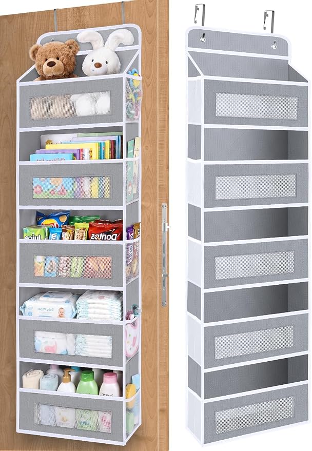 Over The Door Organizer Storage with 10 Pockets, 5 Shelf Hanging Storage | Anti-Tilt Design,Holds up to 48lbs,Behind Door Storage for Nursery,Pantry, Bathroom,Bedroom,Reinforced Shelves by BLOROOM