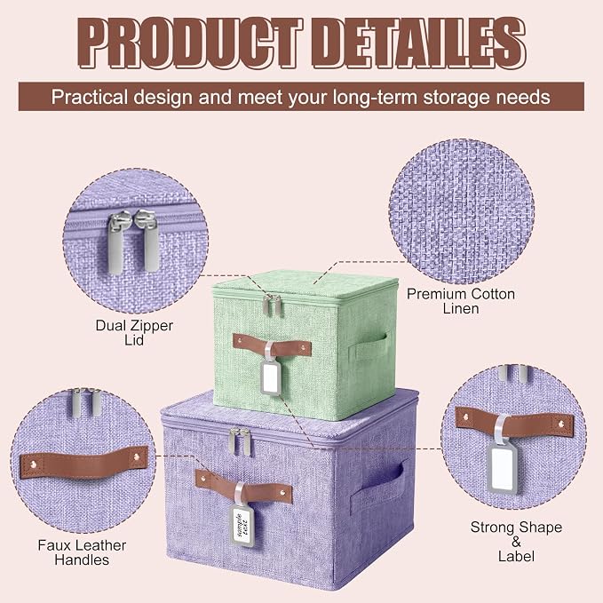 6 Pack Fabric Bins with Lids, 10 x 8 x 7 Inch Colorful Fabric Storage Bins with Zipper Lids and Labels, Decorative Foldable Storage Cubes with Handles for Closet Nursery Organization, Colored - Image 3