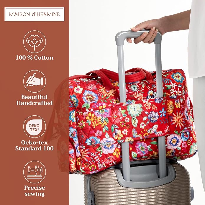 Maison d' Hermine Weekender Bags for Women Cotton Quilted Duffel Overnight Luggage Weekend Bag for Men Gym Gifts Travel | Overnight Luggage Weekend Bag for Men Gym Sports Gifts Duffle bag Business Travellers Trip Spring Summer - Image 4