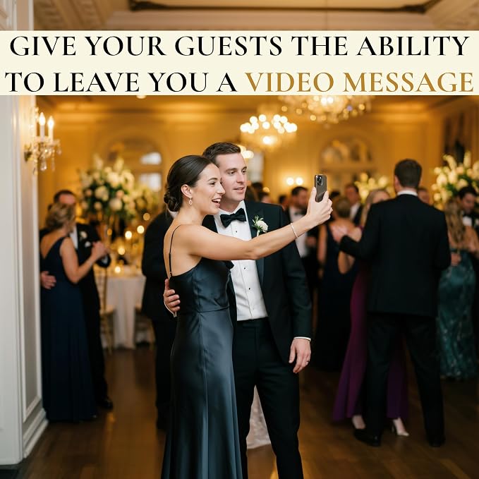 Video Guest Book for Wedding with QR Code - Wedding Guest Book Alternative, Guests Record Video Messages on Their Phones, No App - Edited Film in 24 Hours - Kit with Banner, Signs, Flyer, Badges - Image 2