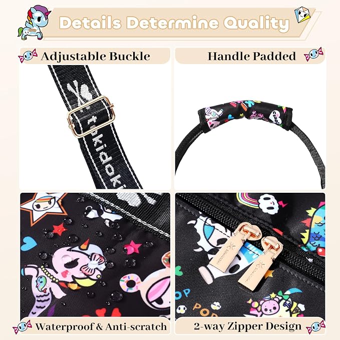 tokidoki Travel Duffle Bag, Weekender with Shoe Compartment Toiletry Bag | many compartments: laptop sleeve, wet-dry pocket, trolley sleeve. Includes toiletry bag. Carry-on. - Image 6