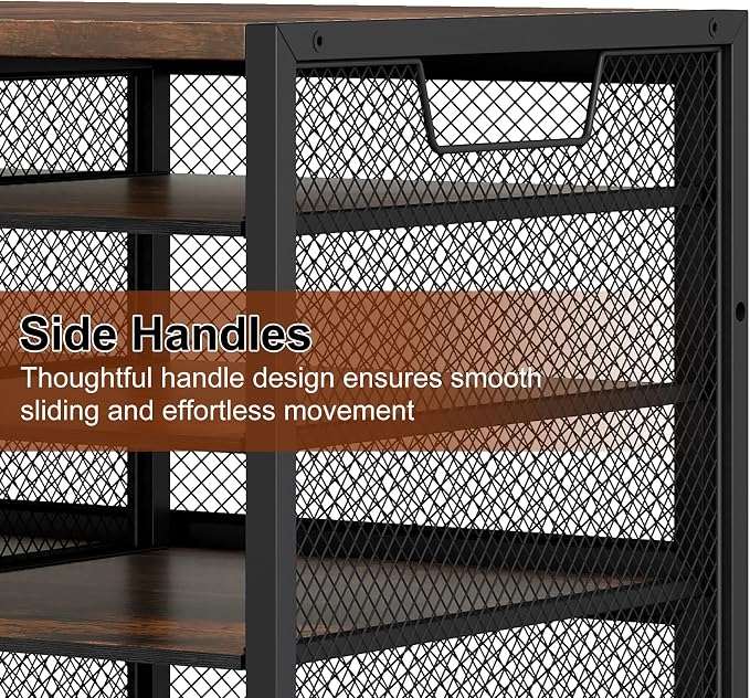 TQVAI 12 Compartments Desktop Literature Organizer, Metal Frame Paper Sorter with Handles, Adjustable Mailbox for Classroom and Office, Desk File Organizer for Document, Bill, Magazine, Antique Brown - Image 4