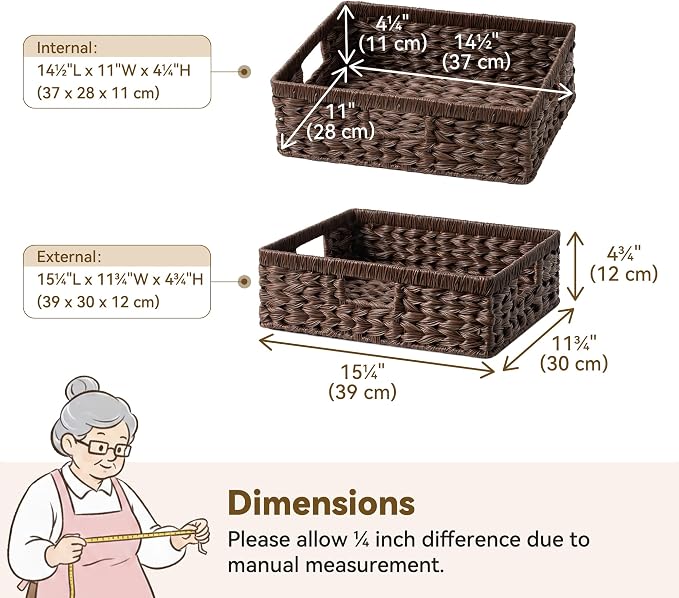 GRANNY SAYS Wicker Storage Baskets for Shelves, Brown Pantry Basket, 1-Pack | Waterproof Wicker Baskets for Organizing, Plastic Pantry Baskets for Organizing, Decorative Basket, Woven Baskets for Storage - Image 7