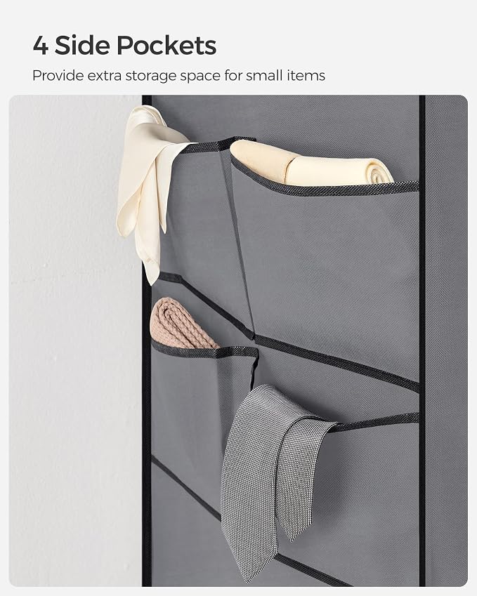 SONGMICS Portable Closet with Cover, 4 Hanging Rods and Shelves | Wardrobe Closet Organizer, 4 Side Pockets, 17.7 x 66.9 x 65.7 Inches, Dove Gray, Rylan Collection URYG094G02 - Image 8