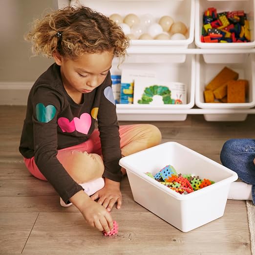 ECR4Kids 3-Tier Organizer with Shelf and 9 Removable Plastic Bins, 3x3, Toy Storage, Grey/White | Durable plastic bins, MDF panels, steel frame, GREENGUARD Gold Certified, 36 lb capacity, anti-tip kit, playroom/classroom - Image 2