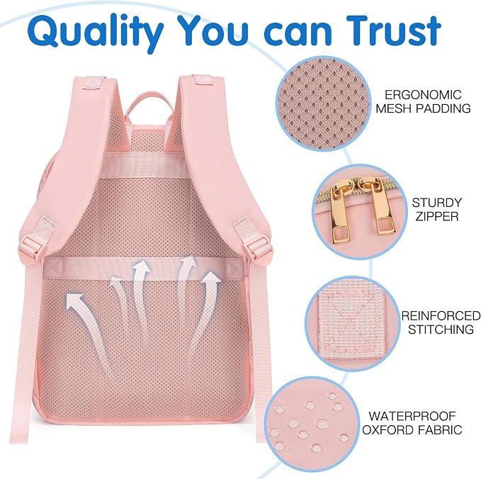 Baby Diaper Bag Backpack, Waterproof Diaper Backpack for Mom & Dad with Changing Pad, Insulated Pockets and Stroller Straps, Baby Shower Gifts for Girls & Boys, Pink - Image 4