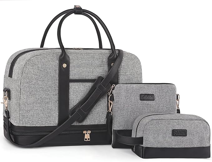 Weekender Bag for Women Canvas Overnight Bag Large Travel Tote Bag Carry on Shoulder Duffle Bag With Shoe Compartment,Perfect for Travel/Daily Use/Birthday Gift … by BOLOSTA