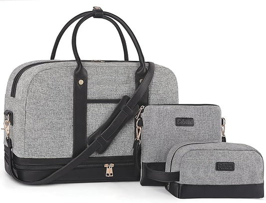 Weekender Bag for Women Canvas Overnight Bag Large Travel Tote Bag Carry on Shoulder Duffle Bag With Shoe Compartment,Perfect for Travel/Daily Use/Birthday Gift … by BOLOSTA