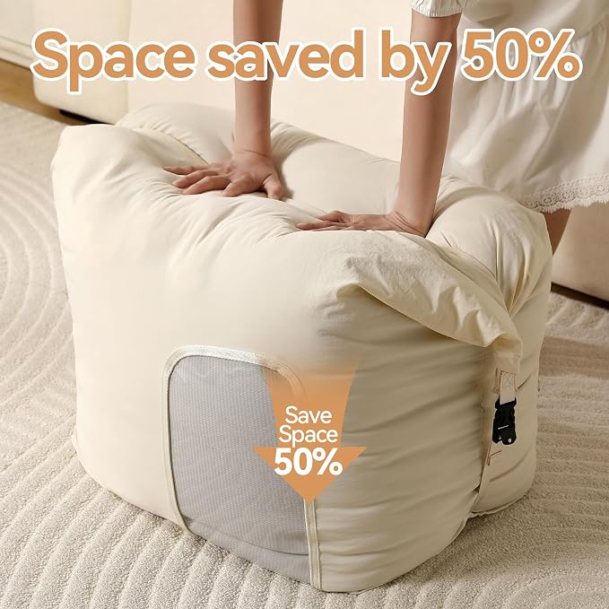2-Pack Roll Top Comforter Storage Bag,Blanket Storage Bags | Taslon Fabric, Machine Washable, Moisture/Dust/Tear-Resistant. Self-Compression.Clear Window. for Home & Travel - Image 3