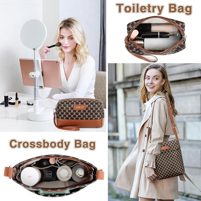 ITIEZY Weekender Bag for Women 21.5" Travel Duffel Large Carry On Bag 3PCS | Nylon Duffel Bag with Waterproof Shoe Compartment, Crossbody Bag and Toiletry Bag, Travel Weekend Hospital Overnight Gym Bag - Image 5