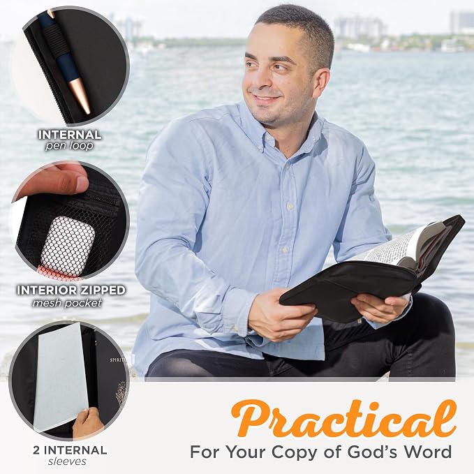 Promo Poly-Canvas Bible / Book Cover w/Fish Applique (Medium, Black) - Image 4