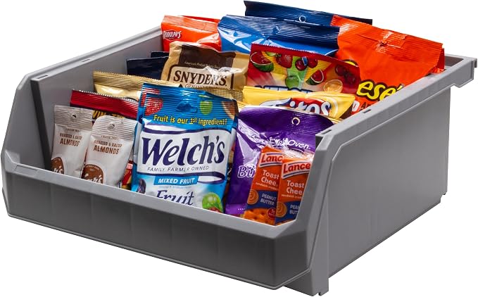 Extra Large Stackable Plastic Storage Bins, 4-Pack, Grey | Open-Front Stackable Bins For Garage, Pantry, Closet & Office, 14,8"L X 16,5"W X 7"H, Nests When Empty, Durable Plastic, - Image 11
