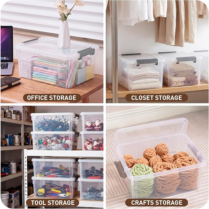 CITYLIFE 6 Packs 17 QT Plastic Storage Bins with Lids Large Stackable Storage Containers for Organizing Clear Storage Box for Garage, Closet, Classroom, Kitchen - Image 5