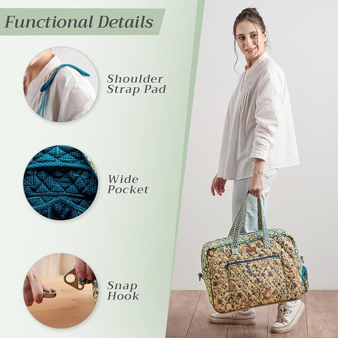 Maison d' Hermine Weekender Bags for Women Cotton Quilted Duffel Overnight Luggage Weekend Bag for Men Gym Gifts Travel | Overnight Luggage Weekend Bag for Men Gym Sports Gifts Duffle bag Business Travellers Trip Spring Summer - Image 5