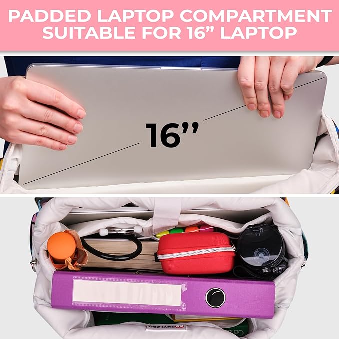 White Peas Nurse Bag & Utility Tote - Waterproof, Top YKK Zip, L18" x H14" x W7" - SHYLERO - Image 3